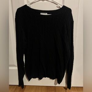 Amazon Essentials Black Cable Knit Crewneck Sweater